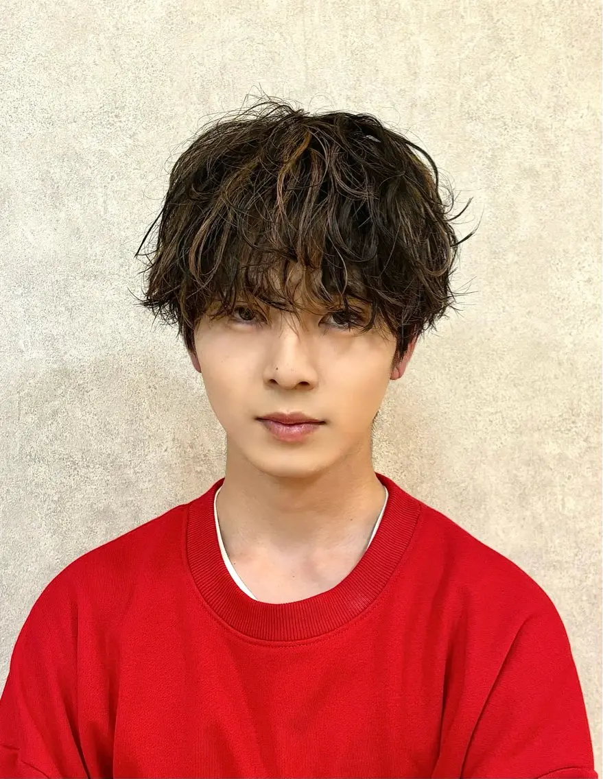 パーマ メンズ マッシュ メンズパーマ カット ヘアカラー パーマ 静岡/草薙パーマ メンズバレイヤージュのヘアスタイル
