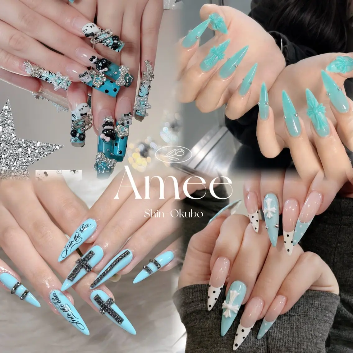 ネイル オーロラネイル クリアネイル 成人式 フラッシュネイル ジェルネイル ハンドネイル Amee Nail Salonのネイルデザイン