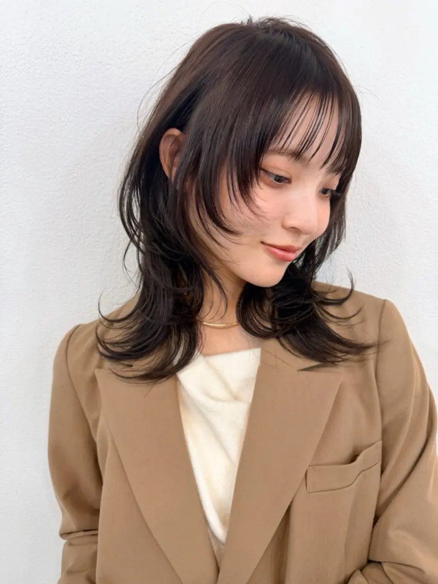 ミディアム ハッシュカット レイヤーカット カット ヘアカラー トリートメント レイヤーカット 中屋光貴のヘアスタイル