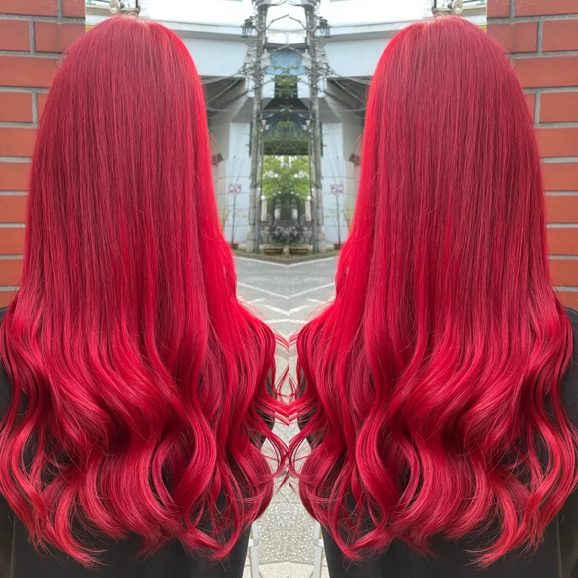 ロング カラー レッドカラー トリートメント 👑派手髪/カット 👑ANRYのヘアスタイル