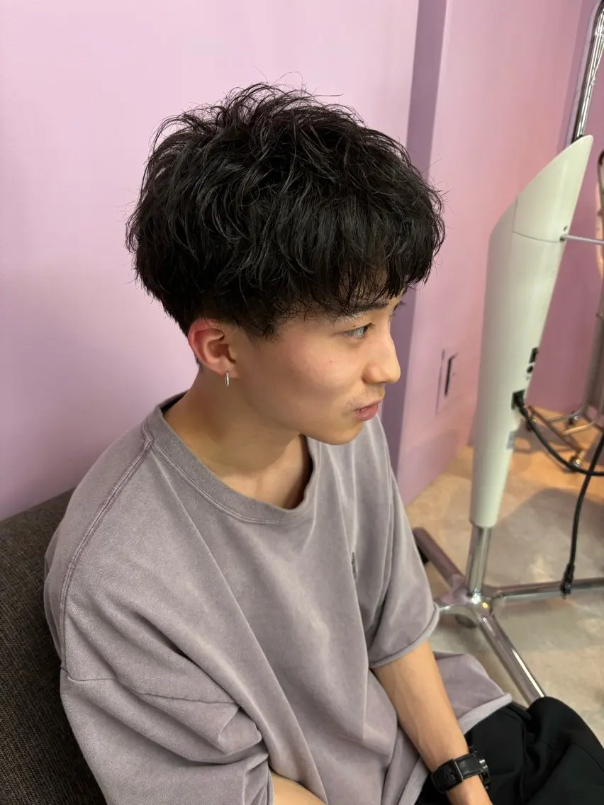 ショート パーマ メンズ マッシュ メンズパーマ カット パーマ AVANCE.難波 店長 松元のヘアスタイル