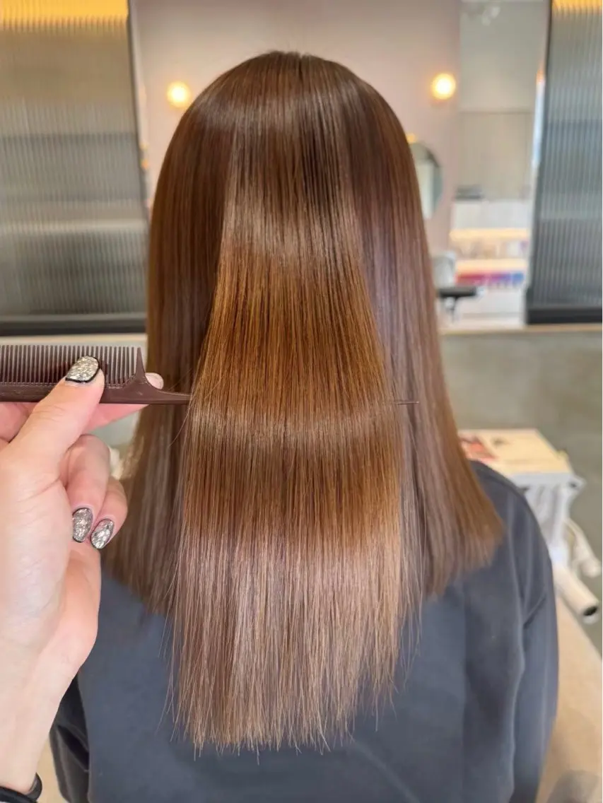 ミディアム 縮毛矯正 🫧ナチュラル矯正 /カラー🫧あやりのヘアスタイル