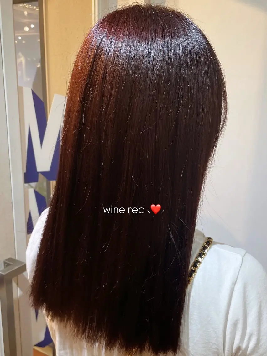 セミロング カラー レッドカラー おくにし はなのヘアスタイル