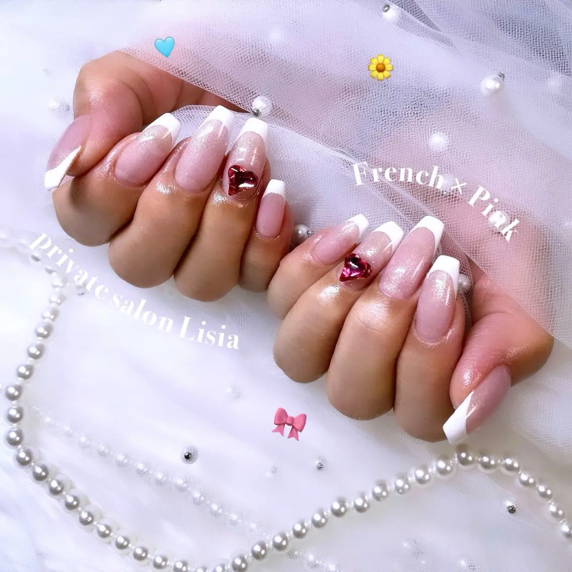 ネイル フレンチネイル オフィスネイル ピンク ハンドネイル salon Lisisのネイルデザイン