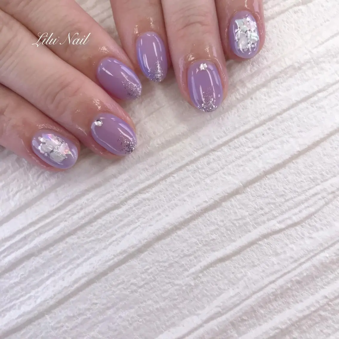 ネイル パープル シンプルネイル モチの良さ◉ フィルインネイル♡のネイルデザイン