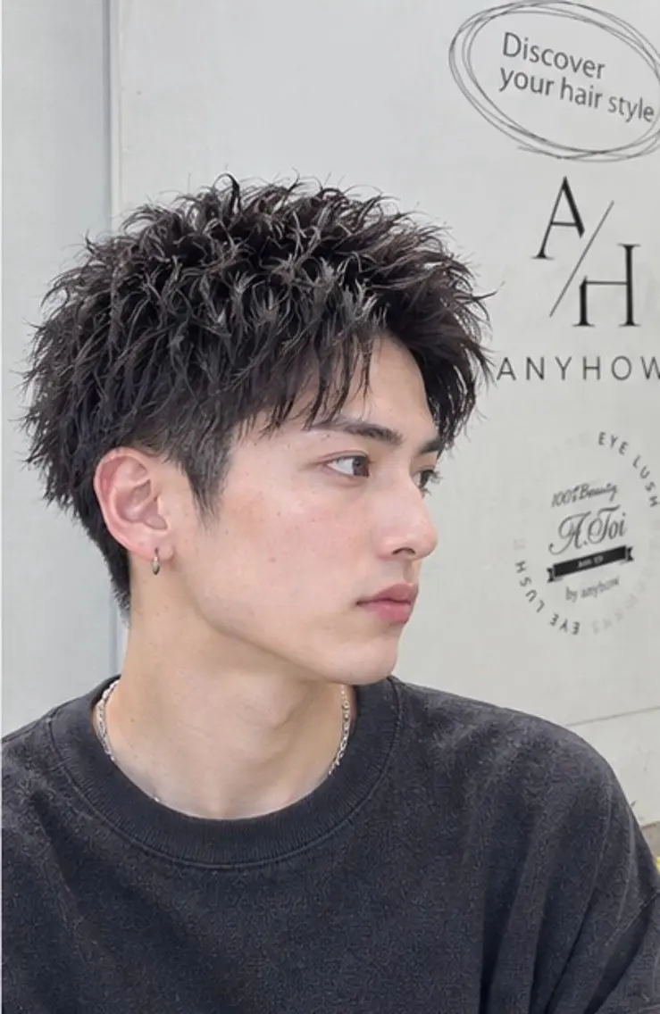 ショート カラー パーマ メンズ マッシュ メンズパーマ 池田達也anyhow /店長のヘアスタイル
