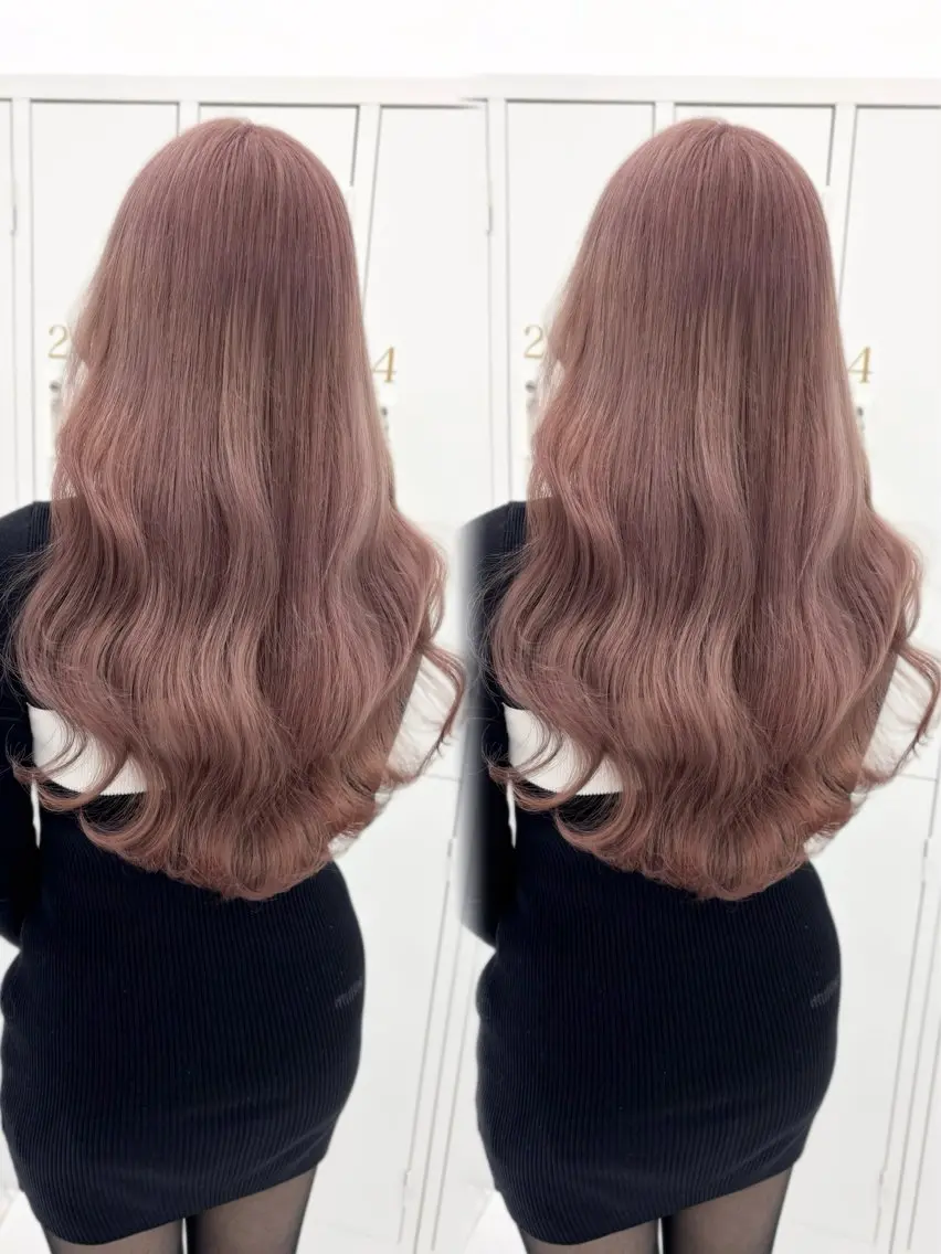 ロング カラー ブリーチ ピンクカラー カット ヘアカラー トリートメント 盛れる顔周り🤍渋谷 Risa🎀のヘアスタイル