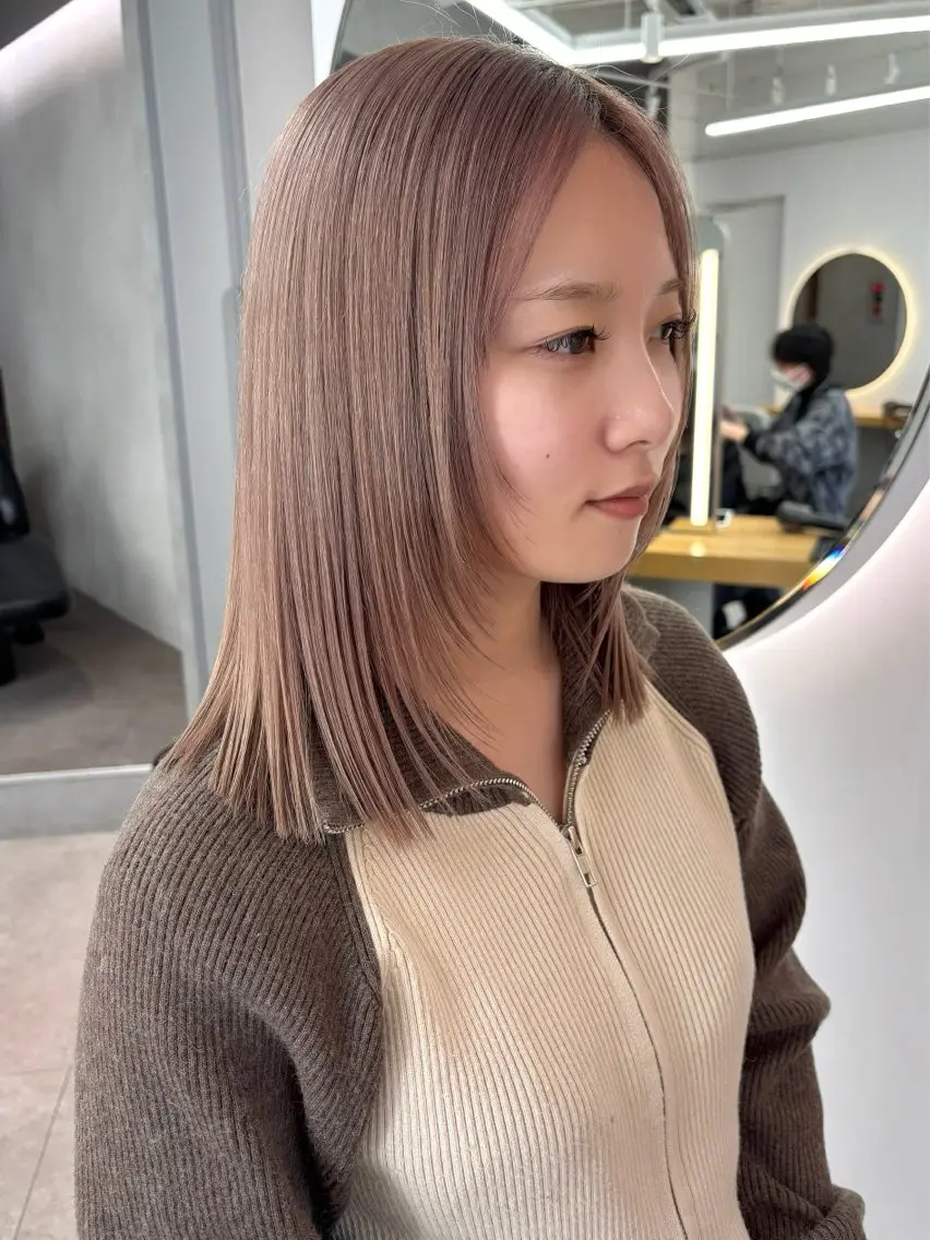 ミディアム カット ヘアカラー トリートメント ボブ/透明感カラー/ 似合わせ🌿高田知那のヘアスタイル