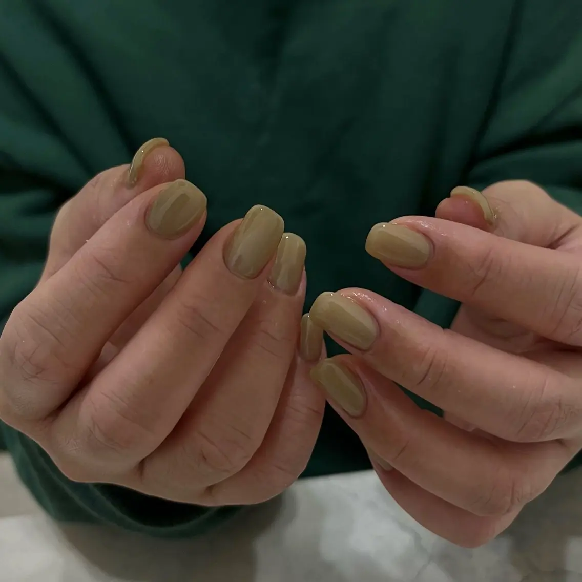 ネイル グリーン ハンドネイル vegh. nail/阿波座のネイルデザイン