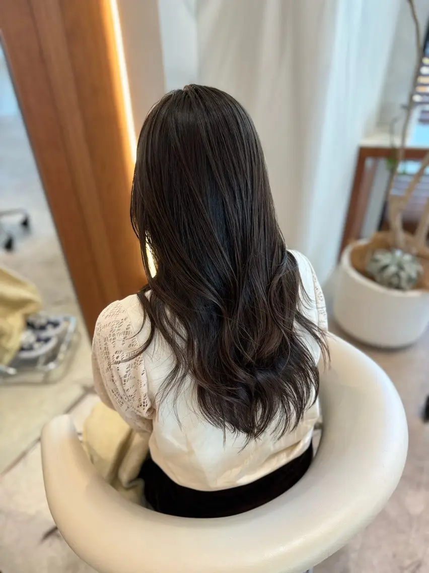 ロング カラー ブラウンカラー 透明感カラー ナチュラルブラウン 韓国風ヘア レイヤーカット カット ヘアカラー トリートメント ヘアセット 韓国レイヤー🇰🇷 韓国研修◎渋谷カイトのヘアスタイル