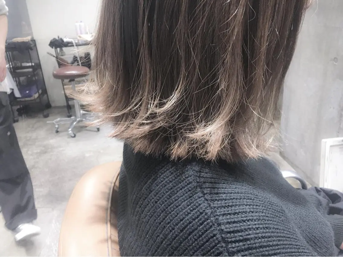 ミディアム カラー ベージュカラー ハイライトカラー ハイライト 北條 優輝のヘアスタイル