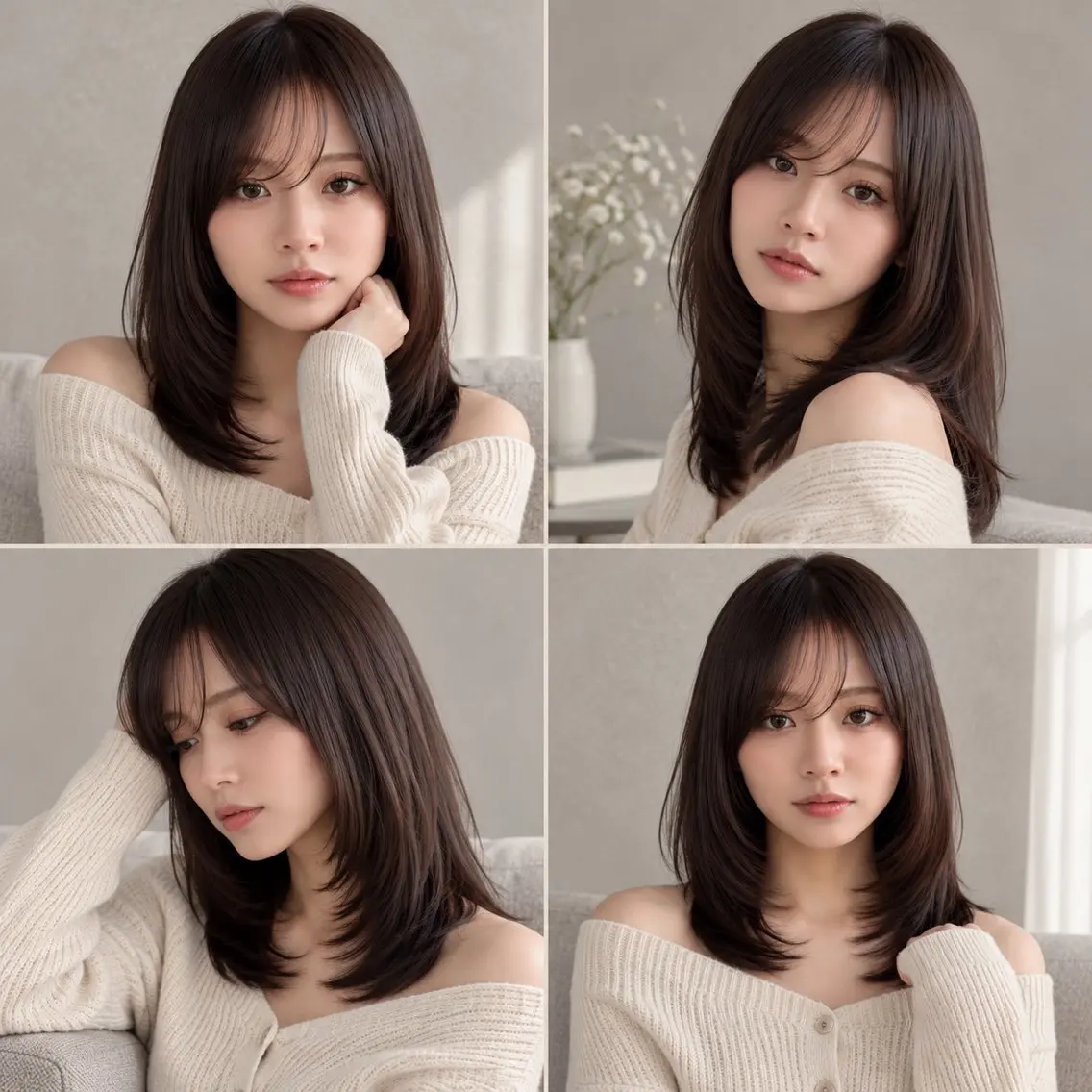 ミディアム カラー カット ヘアカラー 縮毛矯正 トリートメント 🦋韓国風レイヤー/ 艶髪矯正🦋凛太郎のヘアスタイル