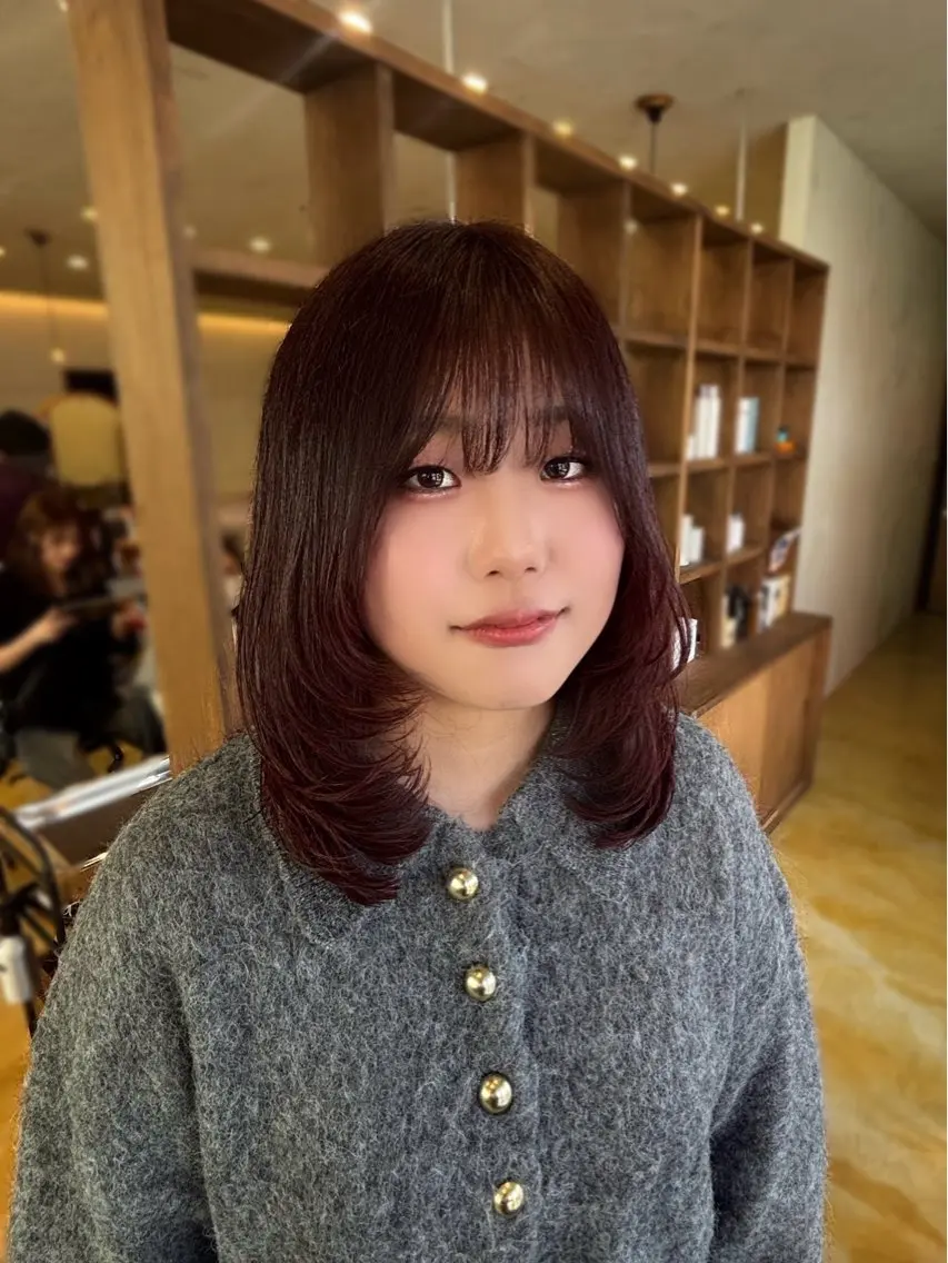 カラー ブラウンカラー レッドカラー 多田 愛梨のヘアスタイル