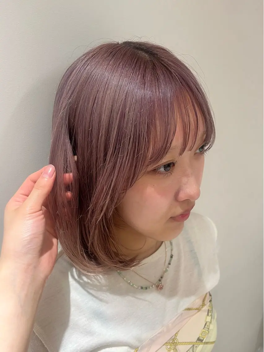 ミディアム カラー ベージュカラー ラベンダーカラー ピンクカラー ピンクラベンダー ヘアカラー 平中 ちひろのヘアスタイル