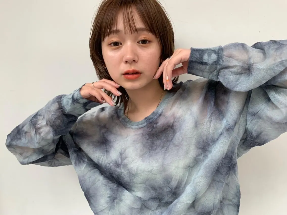 カラー ミディアム パーマ ヘアアレンジ ミディアムパーマ ダブルカラー グラデーションカラー ハイライトカラー イルミナカラー カット CEINE+ officialのヘアスタイル