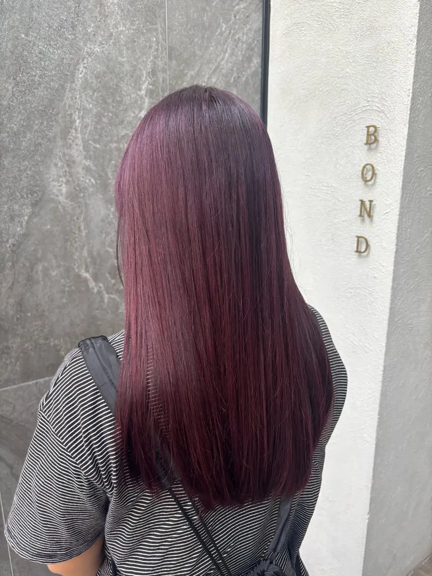 ロング カラー ブリーチ レッドカラー 石原 望来のヘアスタイル