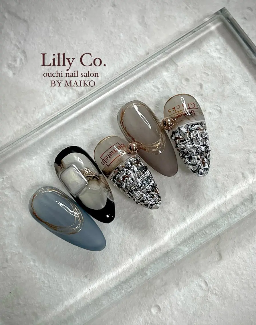 ネイル アートネイル ツイードネイル Lilly Co.のネイルデザイン