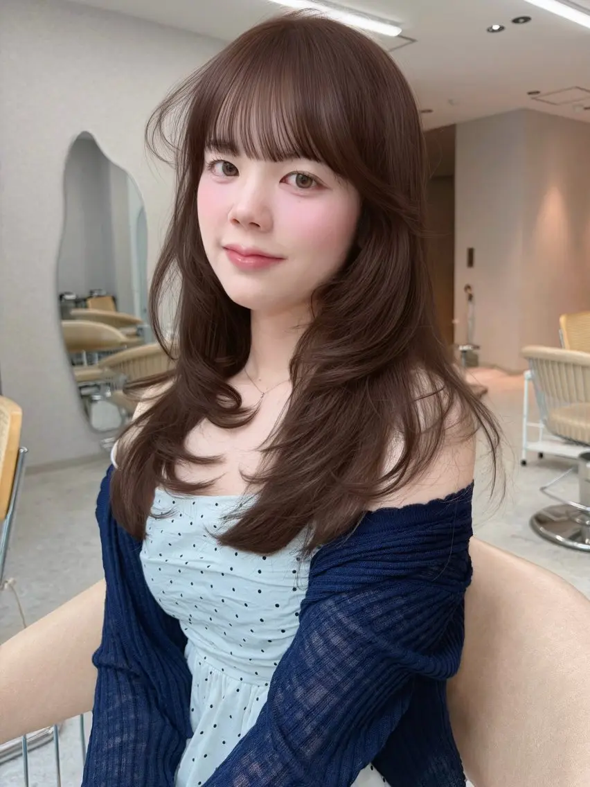 ロング カラー ブラウンカラー 透明感カラー ピンクカラー ピンクブラウン くびれヘア カット ヘアカラー トリートメント よしだ はるのヘアスタイル