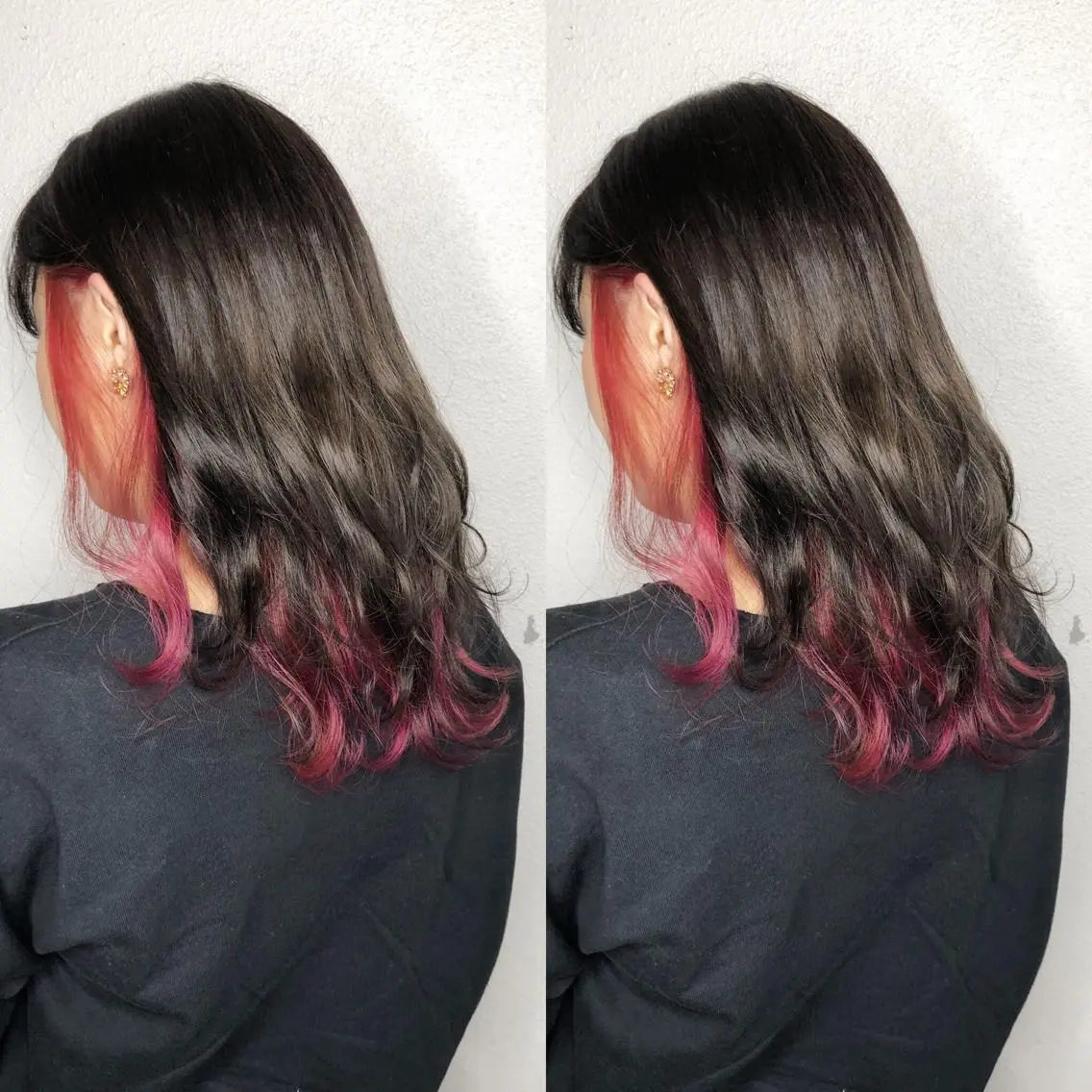 セミロング カラー ブリーチ ピンクカラー ピンクパープル パープルカラー あさだ しゅうたろうのヘアスタイル