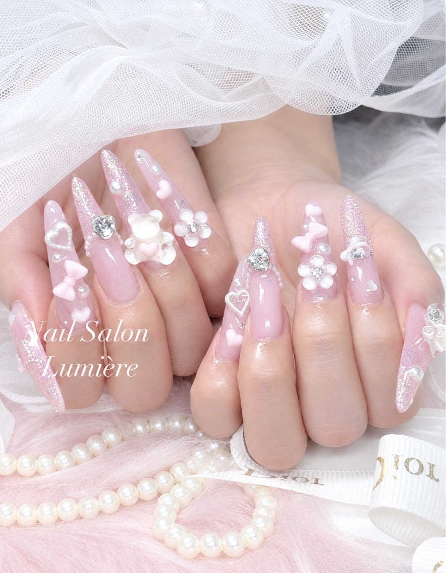 🎀通常チップ長さ出し10本（MAX約2.2㎝）／パーツつけ放題コース（オフ込み）の写真