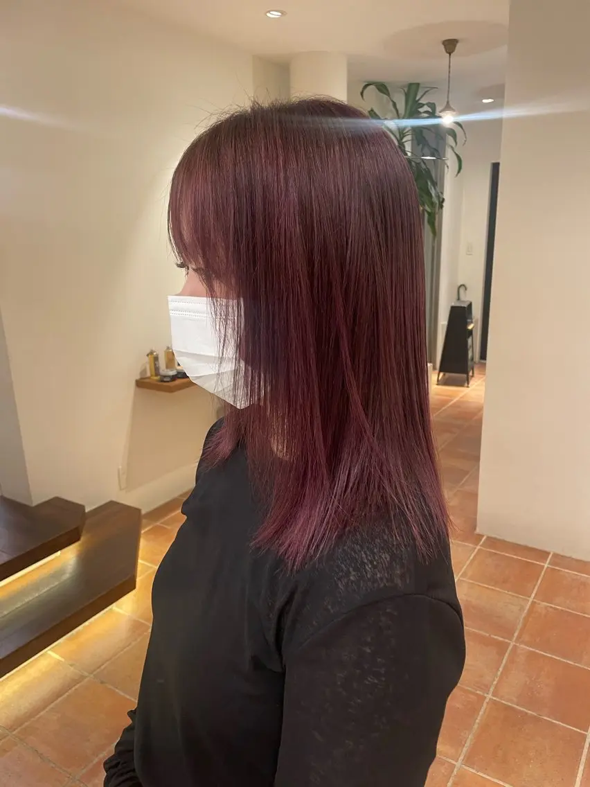 ミディアム カラー ブリーチ ブリーチなしカラー ヘアカラー リカ/ハイトーン ・オリーブ🍀のヘアスタイル