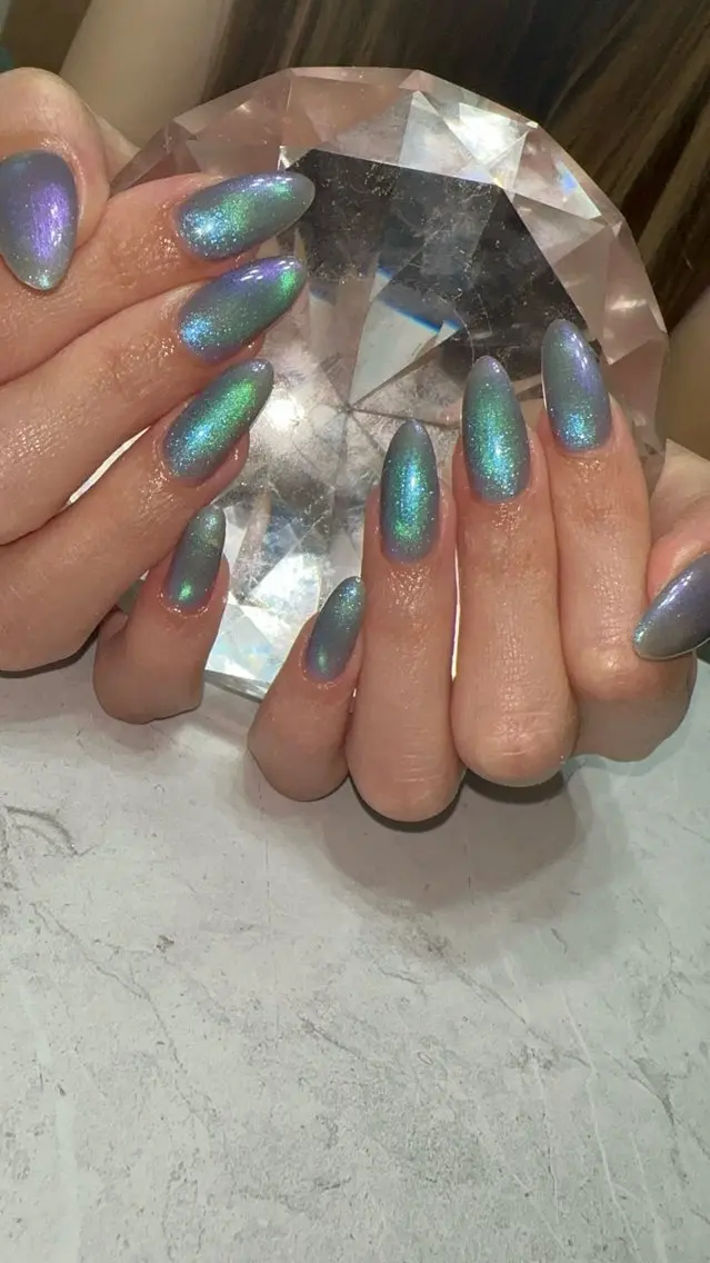 ネイル ブルー グリーン マグネットネイル ハンドネイル with nail.のネイルデザイン