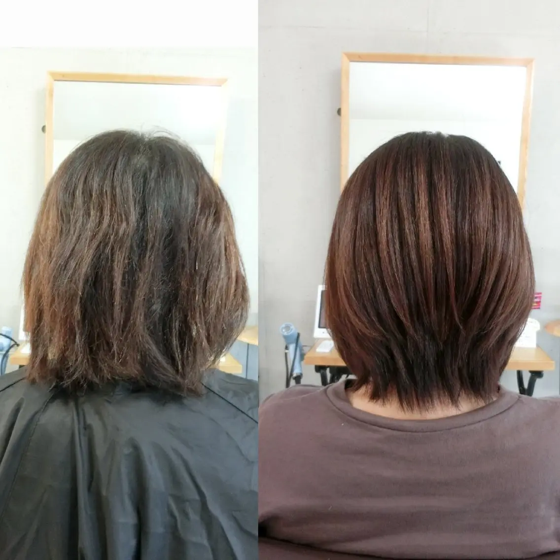 カラー ミディアム カット 縮毛矯正 nao 艶カラー・髪質改善のヘアスタイル