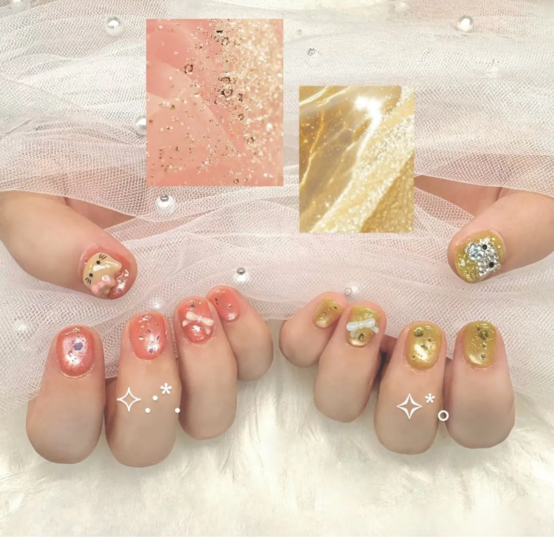 ネイル ホログラムネイル キラキラネイル マグネットネイル オレンジ 夏ネイル ハンドネイル Hal nail立川 *yuunaのネイルデザイン