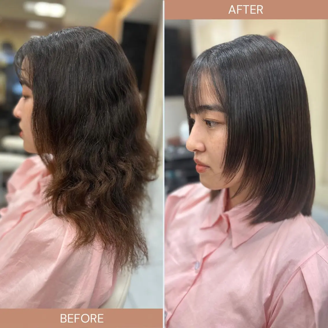 ミディアム パーマ カット ヘアカラー 縮毛矯正 髪質改善/縮毛矯正 /レイヤーカット岡部のヘアスタイル