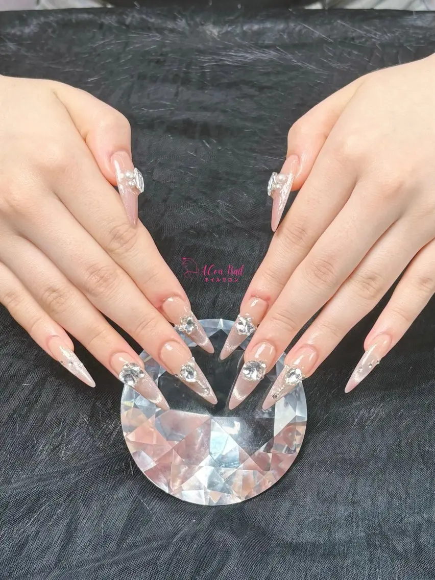 ネイル 桜ネイル 長さ出し フラワーネイル フレンチネイル ジェルネイル ACon NailSalonのネイルデザイン