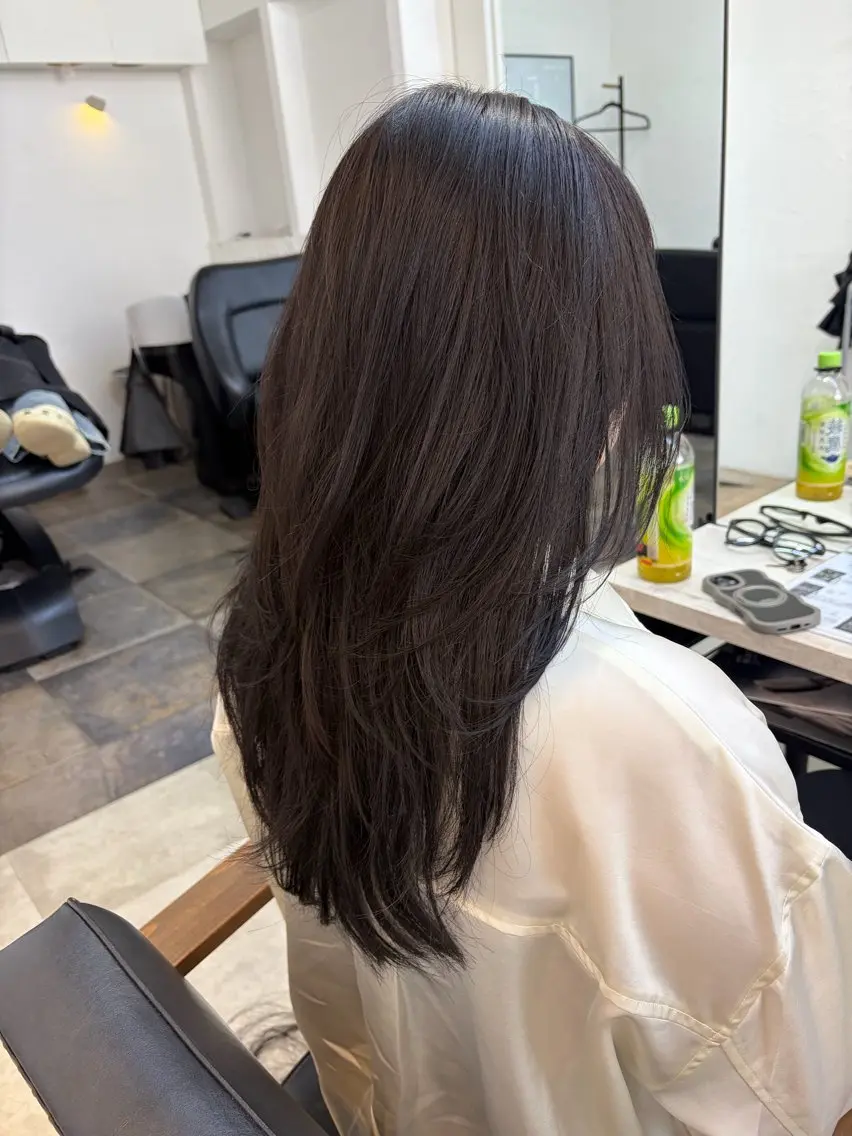 セミロング カラー 🥀韓国ヘア🥀 宮津真菜のヘアスタイル