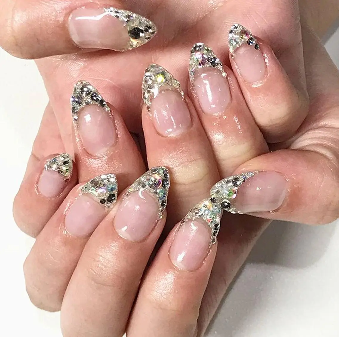 ネイル 渋谷／チップ長さ出し 👑アプレgel-xのネイルデザイン