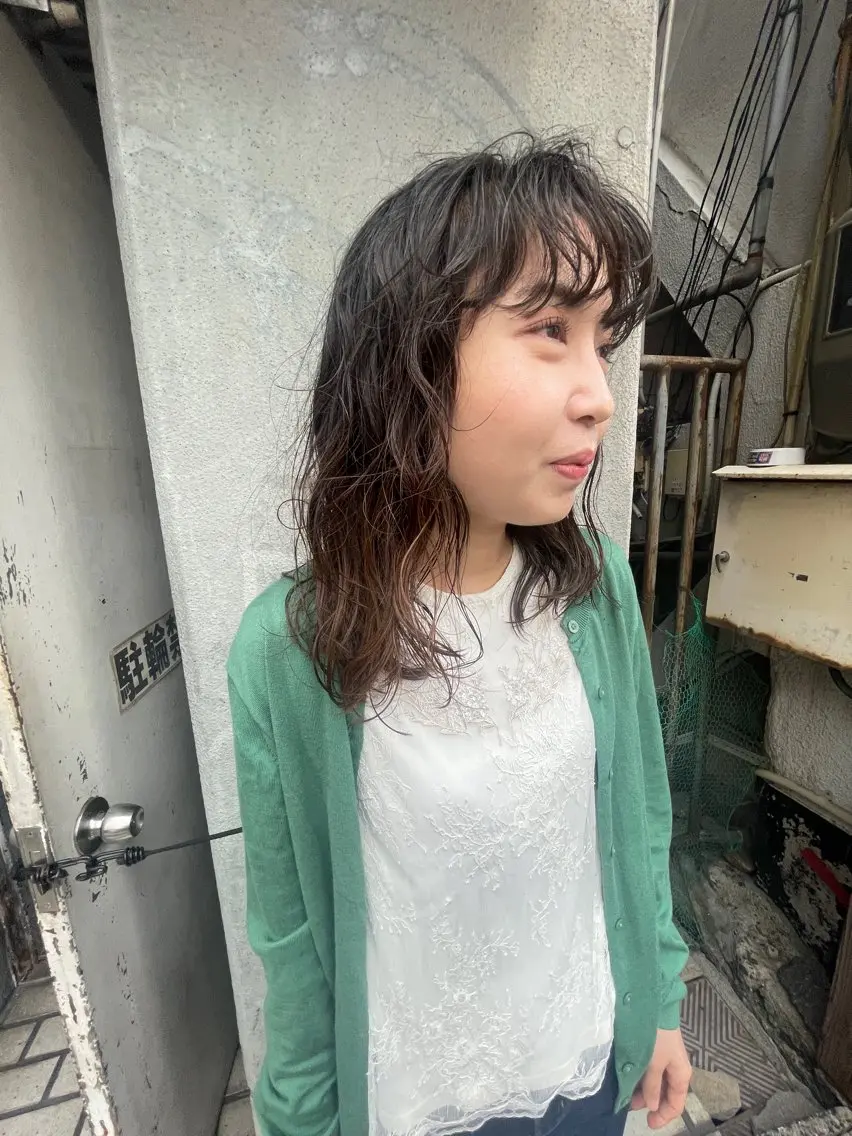 セミロング セミロングパーマ カット パーマ トリートメント ayane⭐️ボブ・ ショート・パーマのヘアスタイル