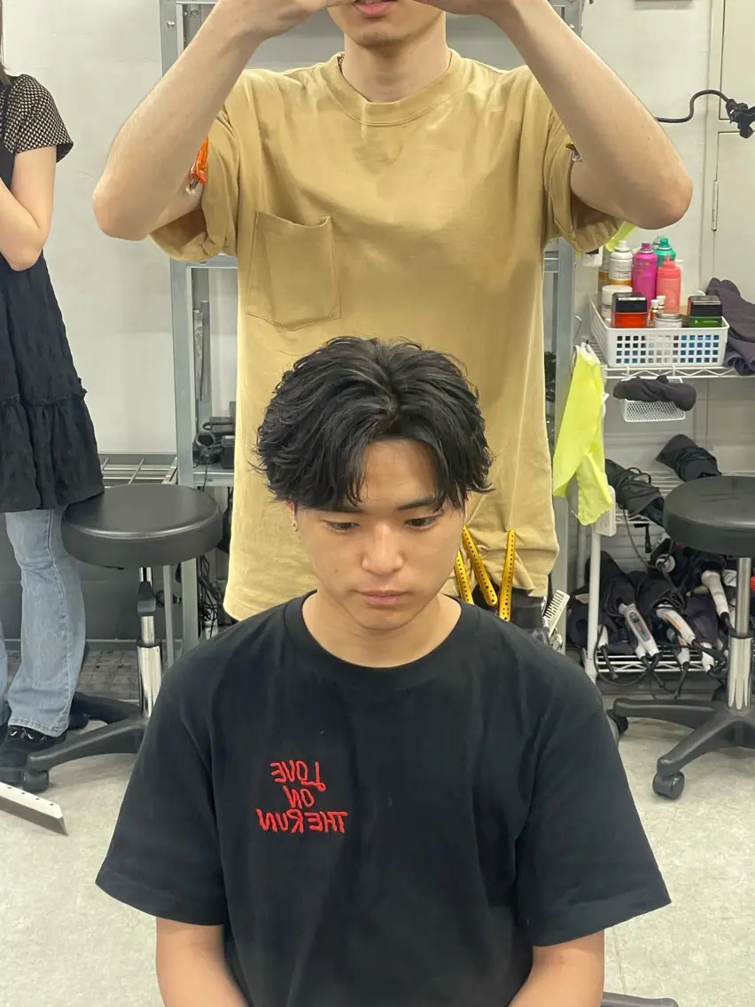 パーマ メンズ カット パーマ 💈フェザーパーマ 須賀俊介💈のヘアスタイル