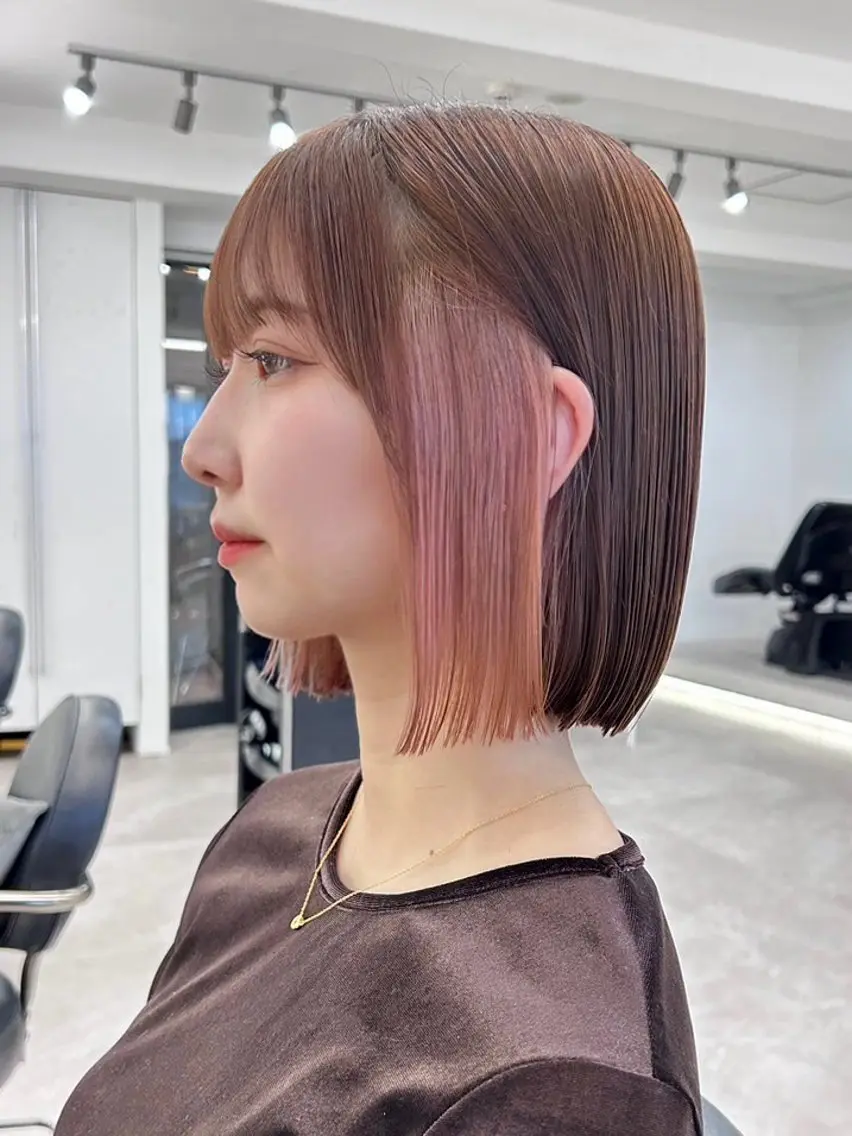 ショート カラー 切りっぱなしボブ 前下がりボブ ショートボブ 黒髪 ボブ カット ヘアカラー ショート/ ボブ/今井皓のヘアスタイル