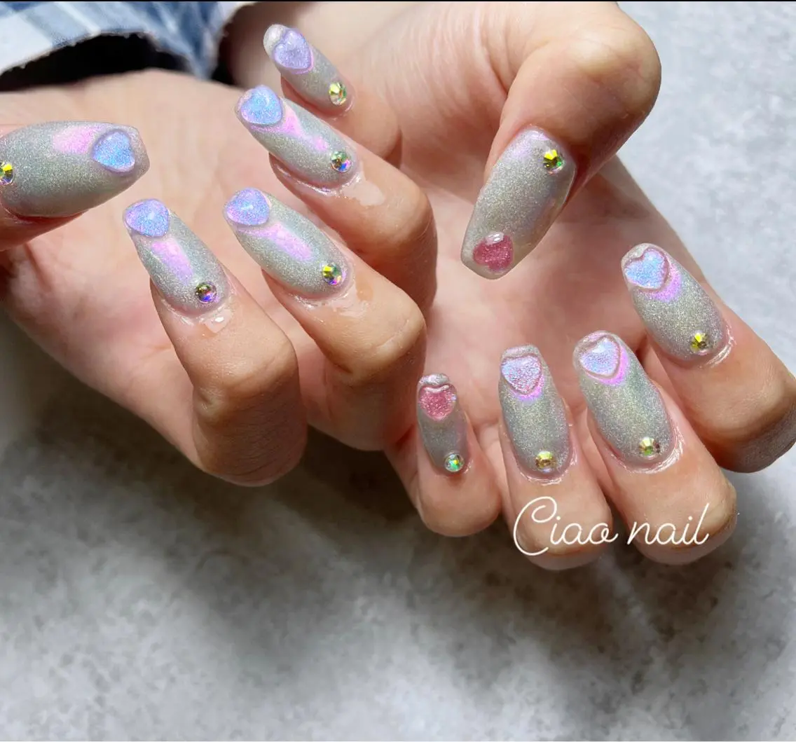 ネイル ハート マグネットネイル #Amin nail salonのネイルデザイン