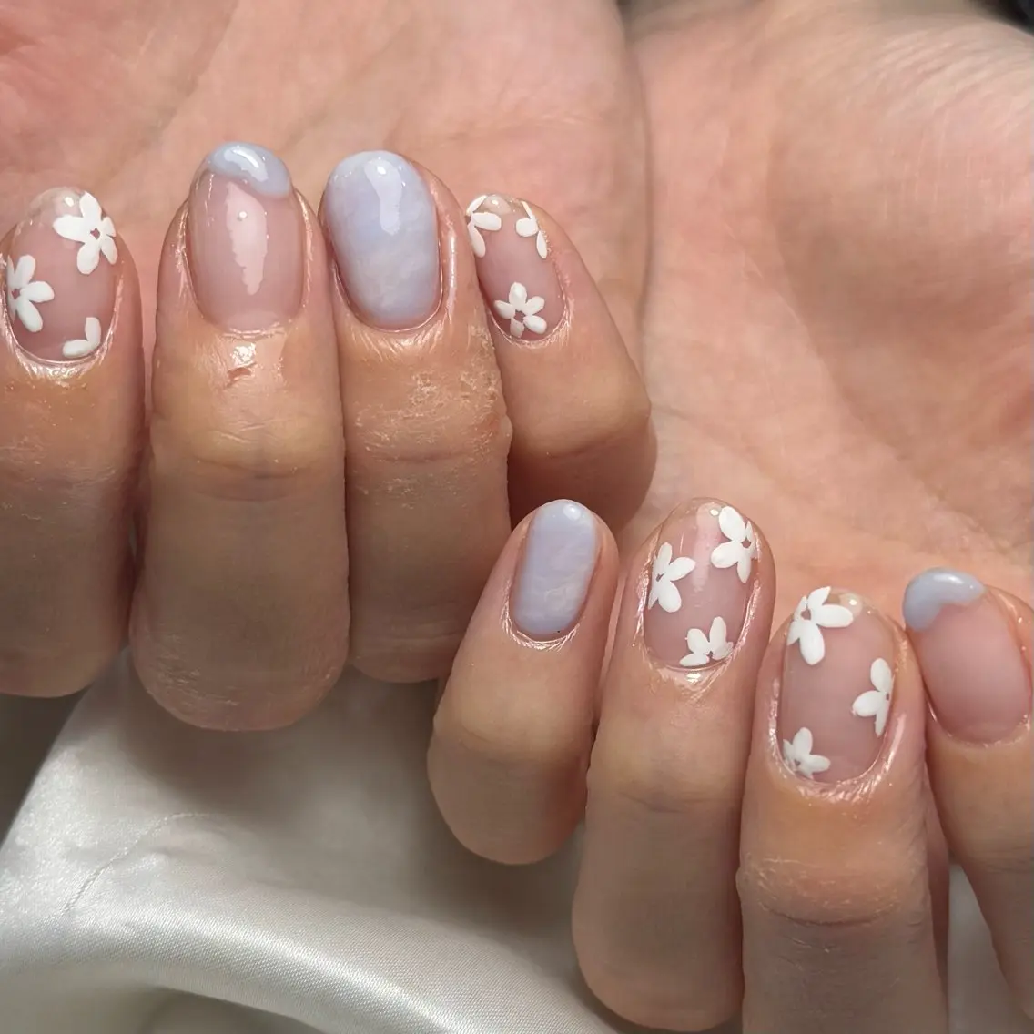 ネイル クリアネイル フラワーネイル Ray nail natsu🎀のネイルデザイン