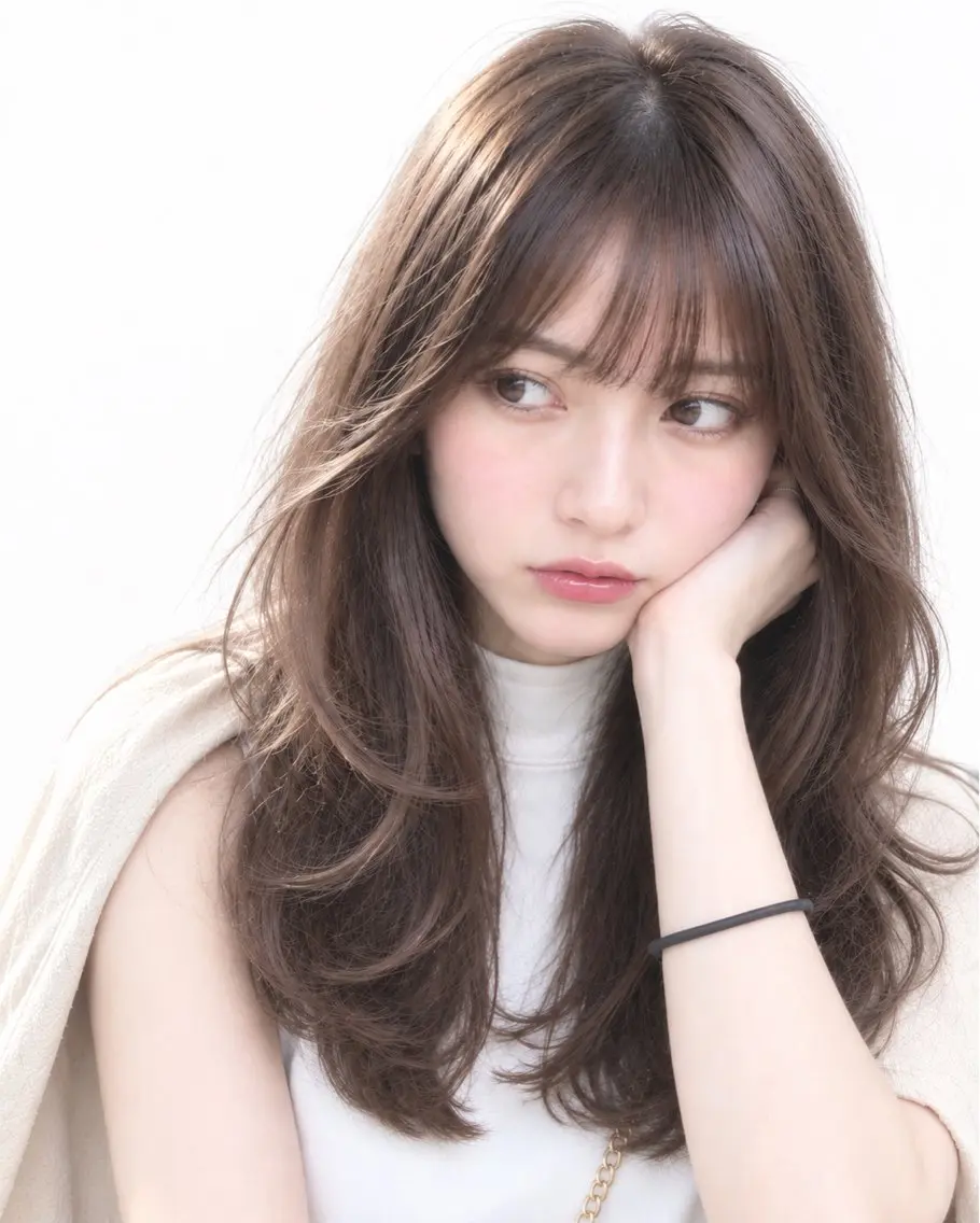 セミロング カラー くびれヘア くびれレイヤー レイヤーカット カット ヘアカラー トリートメント 髪質改善×レイヤー カット 大西のヘアスタイル
