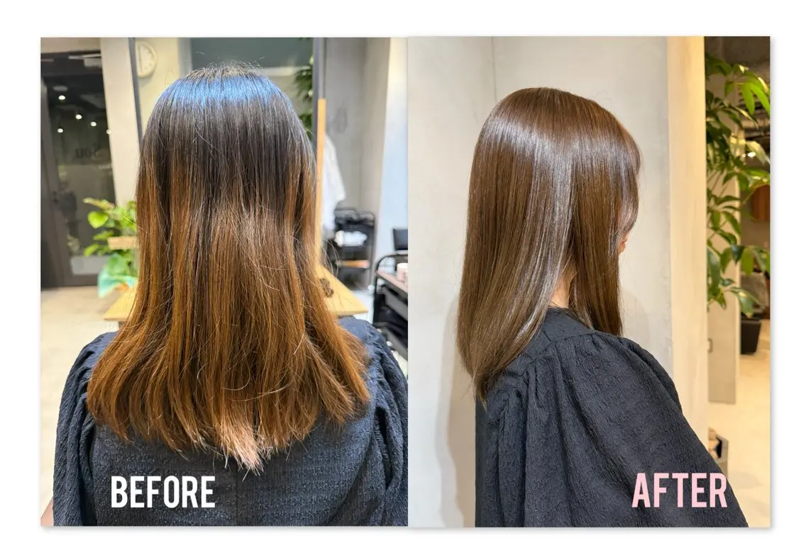 セミロング カラー ベージュカラー 透明感カラー オリーブベージュ ヘアカラー トリートメント ヘアセット 七澤 那月のヘアスタイル