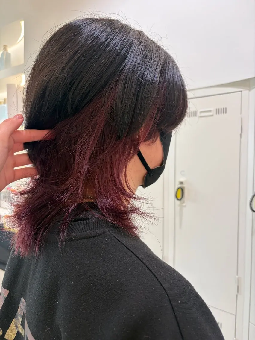 カラー ブリーチ インナーカラー ラベンダーカラー ピンクカラー ピンクラベンダー 田村 瑠菜のヘアスタイル