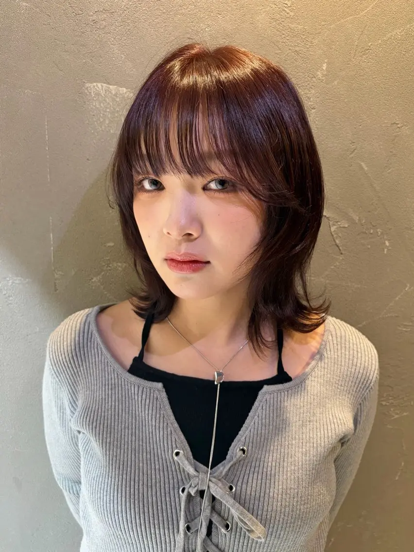 ミディアム レイヤーカット 似合わせカット 小顔カット カット ヘアカラー 岡大前ハッシュカット ×髪質改善/松島大己のヘアスタイル