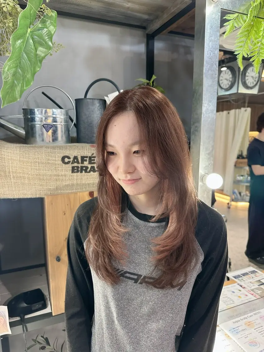 ロング カラー オレンジ レイヤーカット ヘアカラー 溜一太／似合わせ/ メンズカットのヘアスタイル