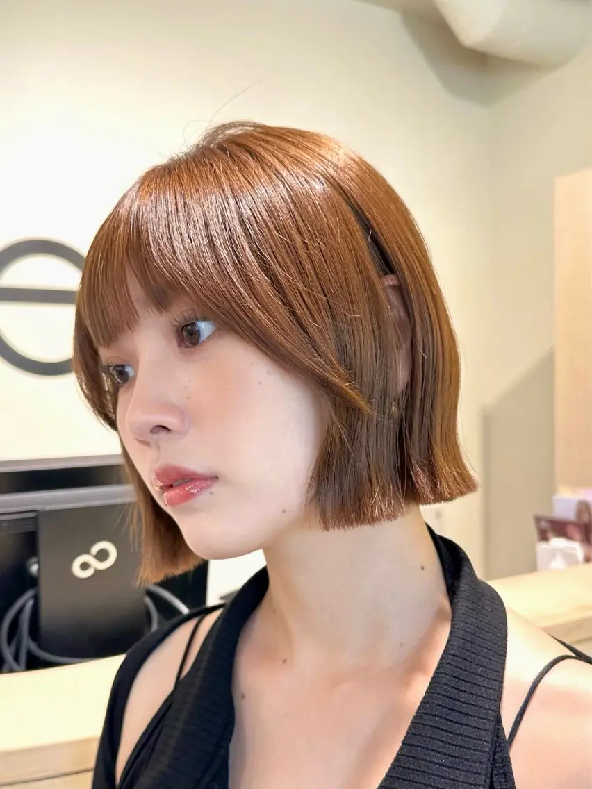 ショート カラー ブラウンカラー オレンジ オレンジブラウン ボブ raika .のヘアスタイル