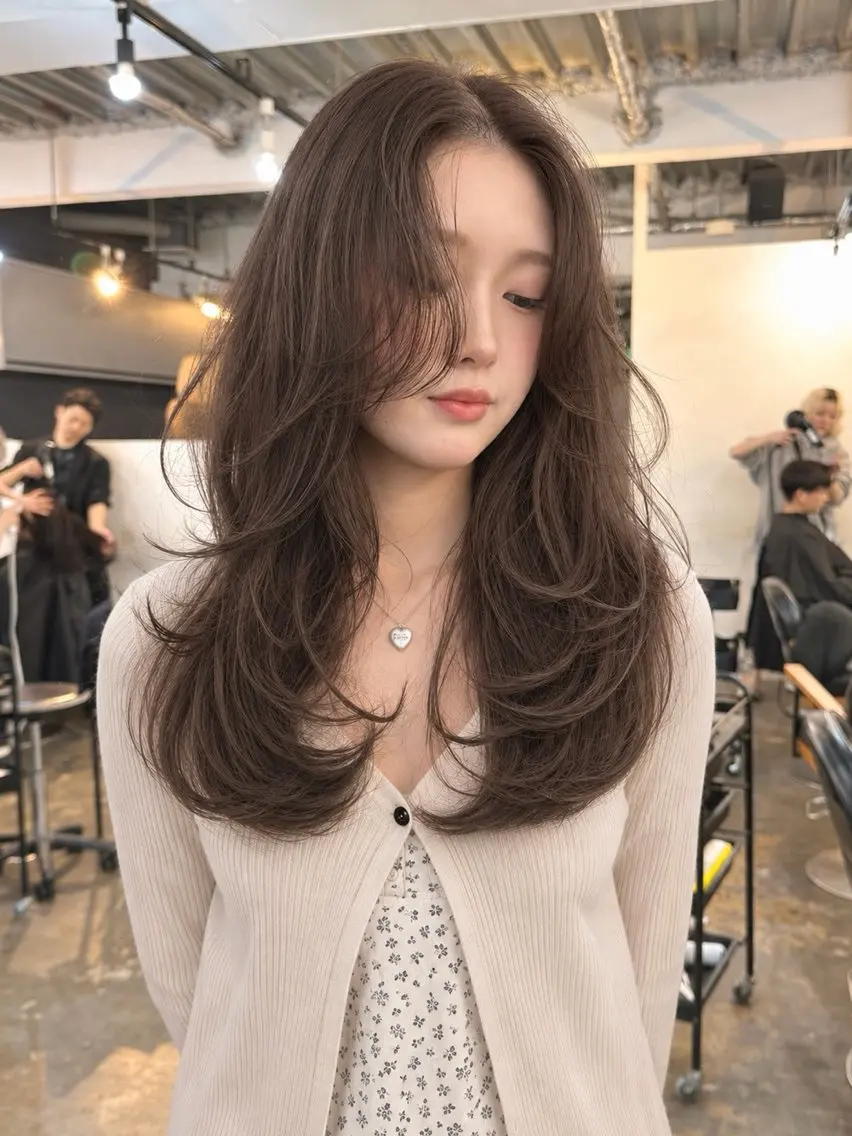 セミロング カラー カット ヘアカラー トリートメント 🪡韓国レイヤー/ 艶髪カラー/菊池🪡のヘアスタイル