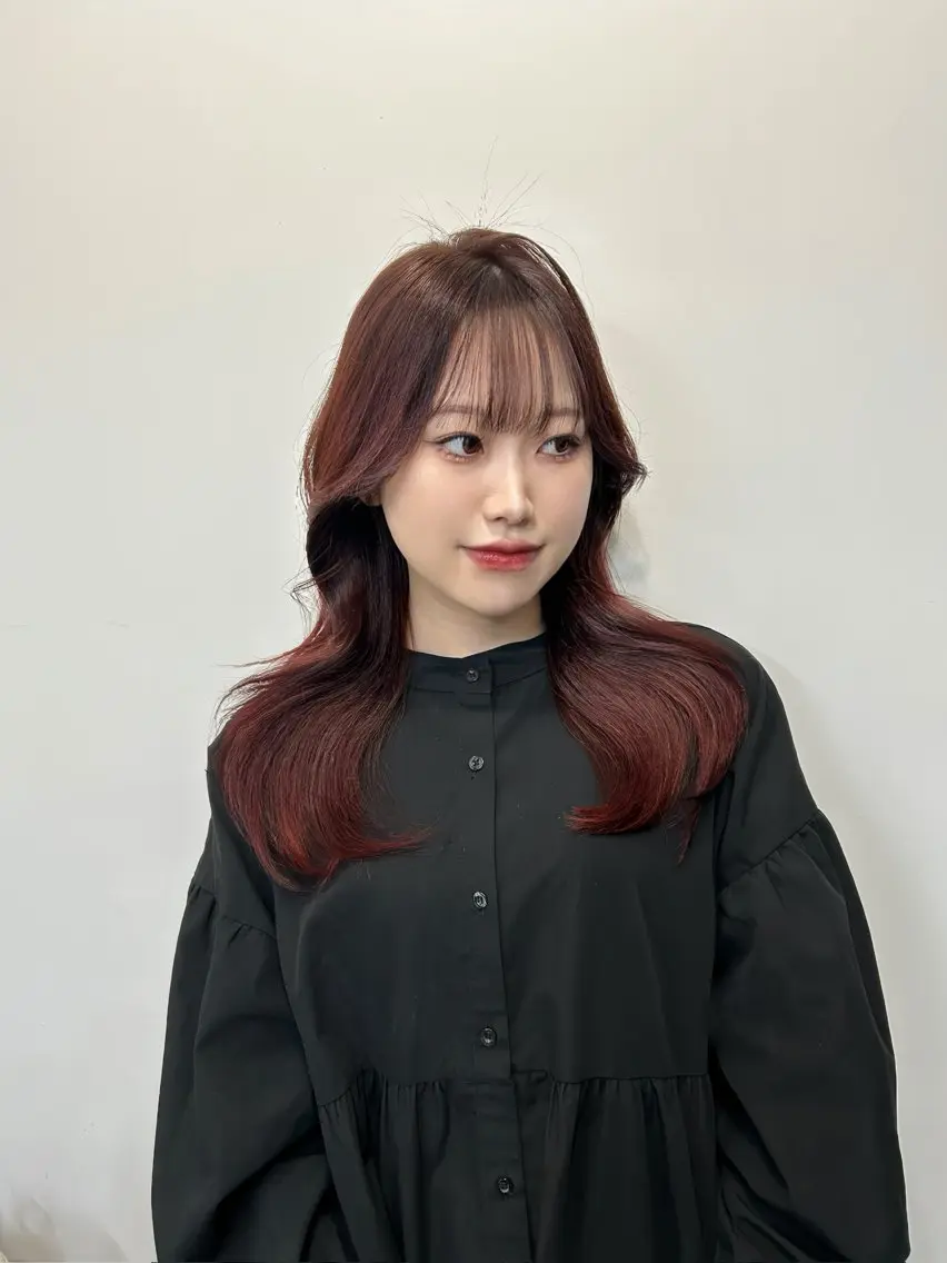 ミディアム 韓国風ヘア レイヤーカット ワンホンヘア カット ヘアカラー トリートメント 韓国ヘア/レイヤー Lily Wongのヘアスタイル
