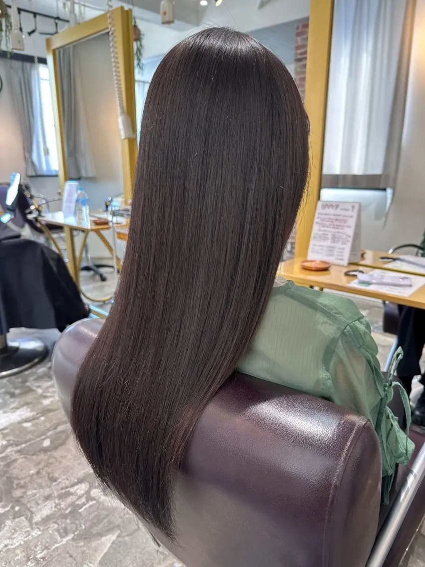ロング カット 縮毛矯正 Saki💛心斎橋 髪質改善/艶カラーのヘアスタイル