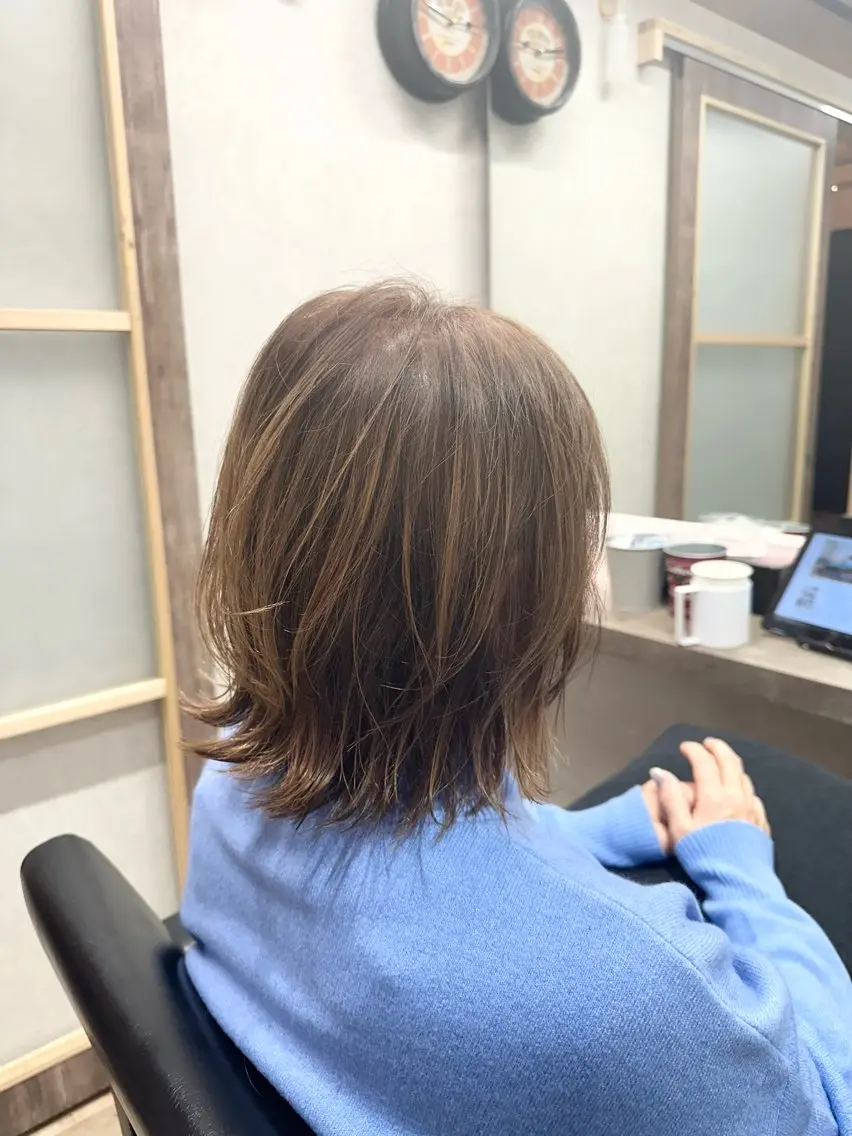 ミディアム カラー 柳井 健太のヘアスタイル