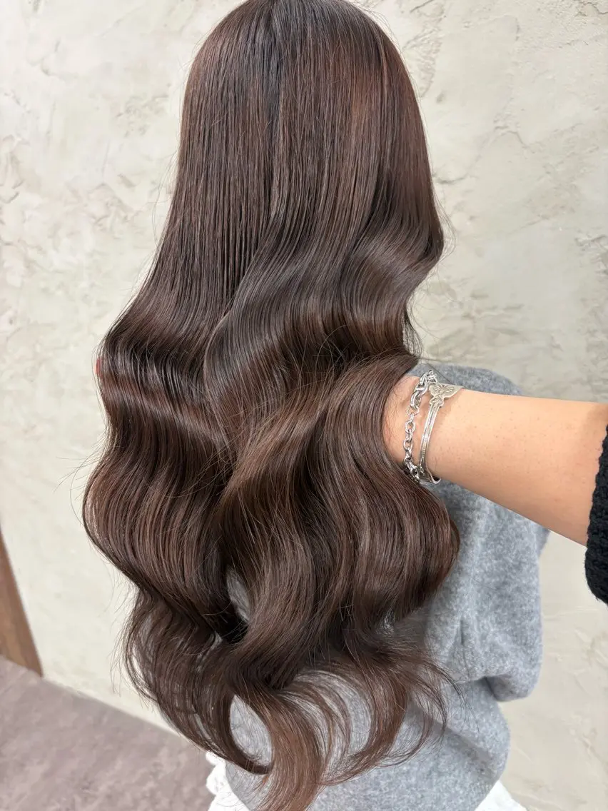 ロング カラー ブリーチ ブラウンカラー 透明感カラー 高久 翔大のヘアスタイル