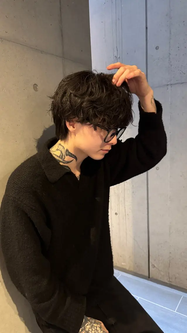 ショート パーマ メンズ カット パーマ だいち/ブリーチ/ レイヤーカットのヘアスタイル
