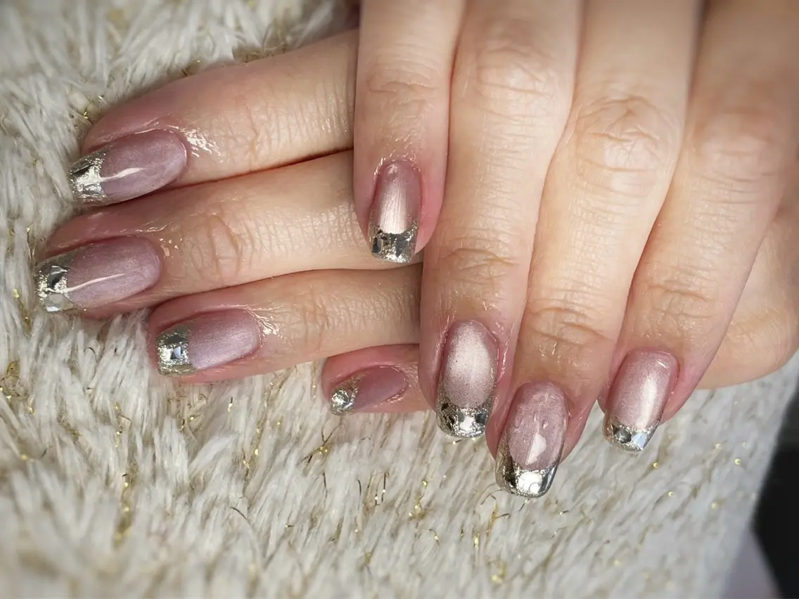 ネイル フレンチネイル ガラスフレンチ ハンドネイル nail ayacaのネイルデザイン